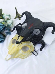 1 pieza Máscara cuernuda multicolor y multiestilos, máscara con cabeza de cabra cruzada, máscara sangrienta de Halloween, máscara aterradora y genial, adecuada para fiesta de baile de Halloween, máscara de cabra de plástico animal, accesorio de fiesta de cosplay de Halloween - Multicolor - Ver 6