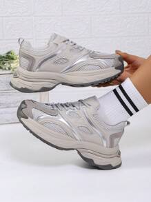 Women's Thick Sole Chunky Sneakers, Spring Autumn Casual Mesh Breathable Hiking Outdoor Elevator Comfortable Athletic Shoes, Fashion