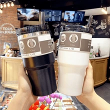 1 个 20 盎司/30 盎司户外杯、汽车杯、冷热皆宜、持久保温、杯柄和吸管盖隔热可重复使用不锈钢水瓶旅行杯冰咖啡杯冷热、夏季饮料、汽车水杯、节日礼物、送给朋友、女儿的礼物、母亲节礼物、完美的生日礼物、万圣节礼物