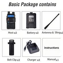 2PCS Baofeng UV-5R USB Long Range Ham Amateur With FM Radio Long Range Portable Two Way Radio Baofeng UV- 5R CB Radio Walkie Talkie