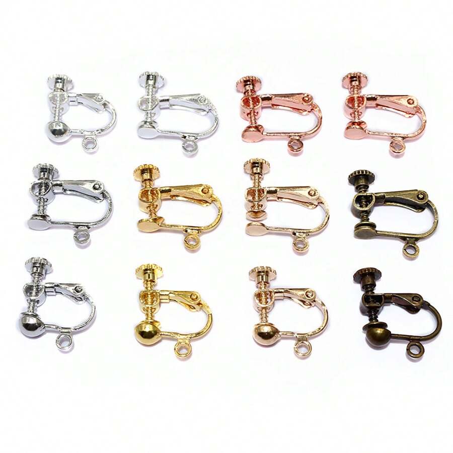 10pcs 15x13mm Brass Screw Ear Clip Earring Settings Rotate Pads Findings Base Blank Bezel For DIY Jewelry Making Supplies - Screw Earring Clips - View 1
