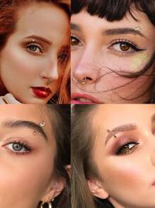 CASSIECA 1PC 车耳钉首饰车耳钉耳环男女款眉环 16G 不锈钢弧形杠铃吊坠 CZ 肚唇环软骨耳甲表面耳屏耳钉首饰 - 金色 - 查看 5