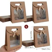 6/10 bolsas de papel kraft blanco con ventana transparente, bolsas de regalo a granel con asas, bolsas de regalo de papel pequeñas, bolsas de compras blancas, bolsas de regalo con moño para boda, fiesta de novia, cumpleaños, vacaciones, fiesta de navidad, tiendas minoristas, marrón - multicolor - Ver 8