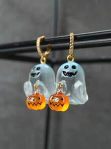 1 đôi Halloween Ma Bí Ngô Thép không gỉ Ngỗng Mềm Bông Tai Thời Trang Nữ - Nhiều màu - Xem 9