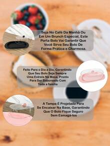 Rocambole Holder Slice Organizer Cake Sweet Pie With Transparent Lid Sophisticated Multipurpose - Màu hồng gỉ - Xem 2