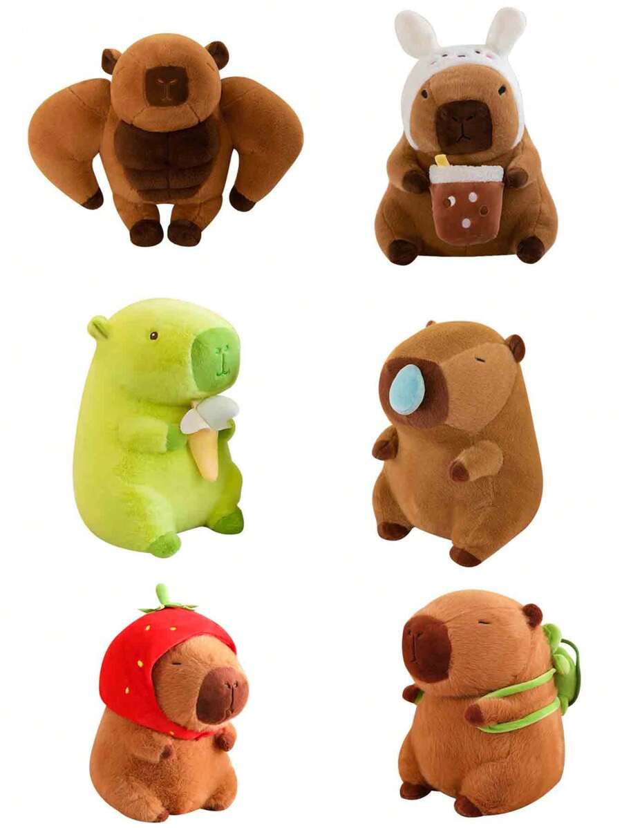 25/30/45cm Capybara Wearing Strawberry Hat/Turtle Backpack/Snot Capybara/Muscle Stud/Holding Milk Tea/Non-Charred Green Plush Toy Simulation Animation Toy Cute Capybara Doll Plush Toy Perfect Gift For Kids Birthday Party Supplies Christmas, New Year, Valentine's Day Gifts Home Decor
