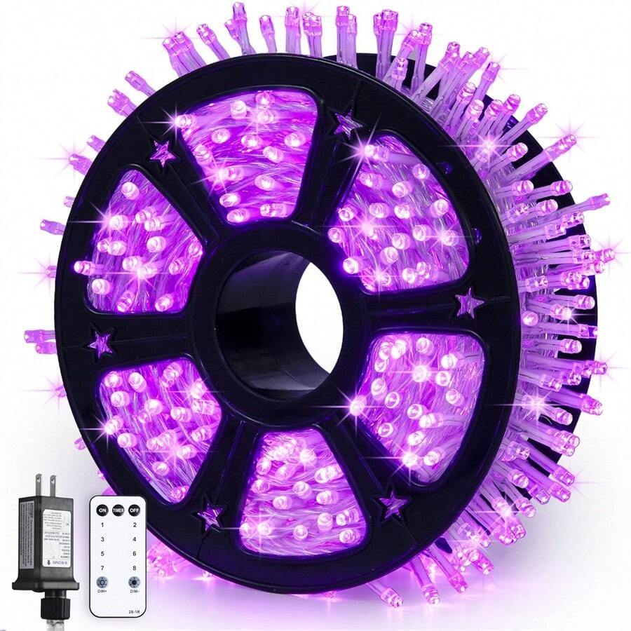 KBO JMEXSUSS 600 LED Orange Lights For Halloween Decor, Orange String Lights Outdoor Waterproof, Plug In Halloween String Christmas Light For Indoor Room Party Tree Yard Fall Decorations - Purple - View 1