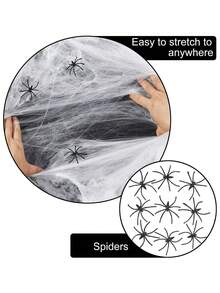 100g/40g Spider & Small Spiders Halloween Spider Web Spider Silk Spider Party Haunted House Decoration Props - Multicolor - View 5