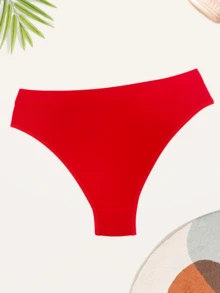 Comfort Thong Panties With Folded Waistband - 紅色 - 查看 2