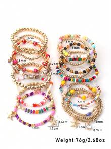 18 件/套手工串珠波西米亚风格时尚个性化堆叠彩色手链套装，适合女性派对和日常佩戴 - 彩色 - 查看 7