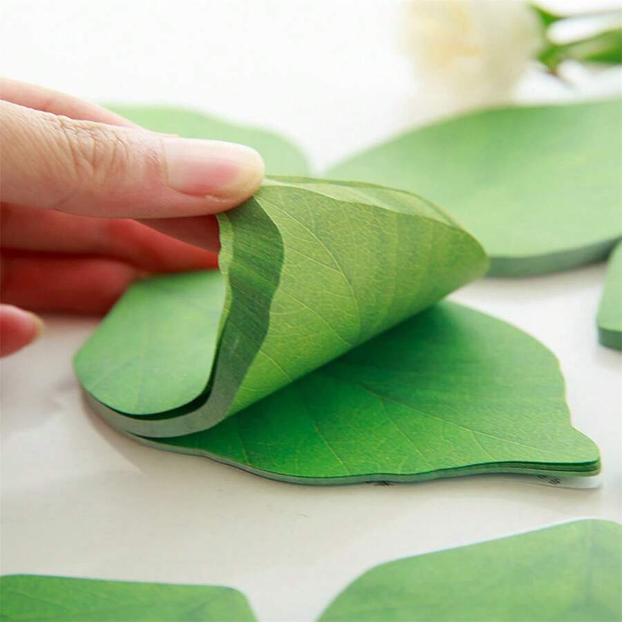 Leaf Shape Sticky Notes N Times Stickers Message Notepad Journal Diary Sticky Notes (25sheets/Book) - Green - View 1