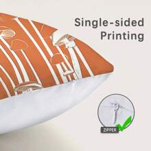 1pc effen oranje paddenstoelpatroon sierkussenhoes, enkelzijdig bedrukt koraalfleece materiaal, 45*45cm/18*18inch kussenhoes geschikt voor moderne inrichting, woonkamer, geschenken