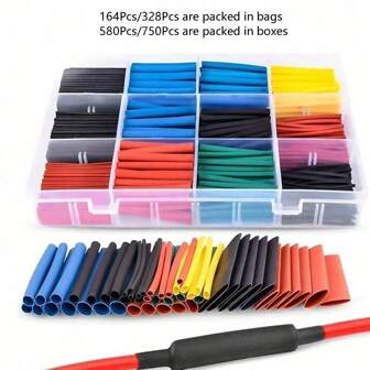 164pcs-750pcs Heat Shrink Tubing 2:1, Eventronic Electrical Wire Cable Wrap, Assortment Electric Insulation Heat Shrink Tube Kit, Assorted Sleeving Tube Wrap Cable Wire Kit For DIY,Tools For Men