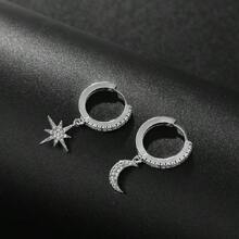 1 pieza Pendientes de botón con estrella ciega de circonita cúbica de moda para uso diario de mujer