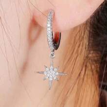 1 pieza Pendientes de botón con estrella ciega de circonita cúbica de moda para uso diario de mujer