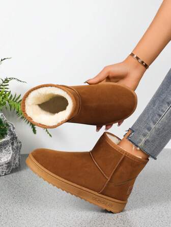 Women's Thick Fur Snow Boots, Platform Anti-Slip Winter Boots For Women, Black, Grey, Brown, Casual Outdoor Snow Boots, Warm Plush Lined Ankle Booties For Halloween, Christmas And Daily Wear