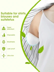 10/50/100 piezas Almohadillas absorbentes de sudor axilar - Almohadillas antitranspirantes desechables para hombres y mujeres - Mantente seco y con confianza todo el día Enfriamiento de verano, playa, viaje
