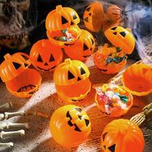 12/24/36/48 piezas Contenedores con forma de calabaza, caja de dulces de plástico a granel con forma de calabaza, mini calabazas, cajas de dulces con forma de calabaza, cajas de regalo de dulces para fiestas (Detalles y otros aleatorios) - Multicolor - Ver 2