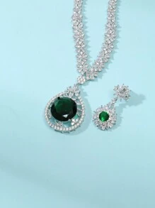 1 套/3 件优雅方晶锆石花朵项链和耳环首饰套装，适合女士，适合婚礼和正式活动情人节、妈妈、母亲、母亲节、礼物 - 花朵 - 查看 9