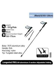 Naturehike 1入折疊式5節登山杖，適用於徒步旅行 - 黑色 - 查看 12