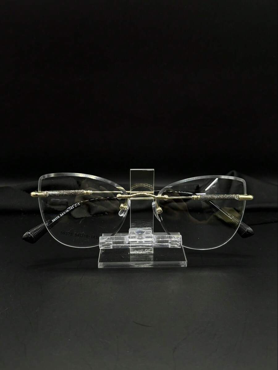 Balgriff Women's Rimless Screw-On Frame Eyeglasses Woman Glitter Gritter Cat Eyeglasses 59375 - 金色 - 查看 1