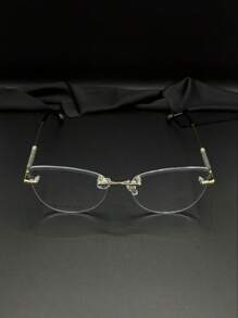 Balgriff Women's Rimless Screw-On Frame Eyeglasses Woman Glitter Gritter Cat Eyeglasses 59375 - 金色 - 查看 4