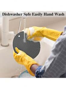 6 PCS Silicone Trivets Set, Heat Resistant Pot Holders, 7 IN Non-Slip Hot Pads For Kitchen, Multi-Purpose Square & Round Mats For Hot Dishes, Pots, And Pans - Black/Grey - Multicolor - View 8