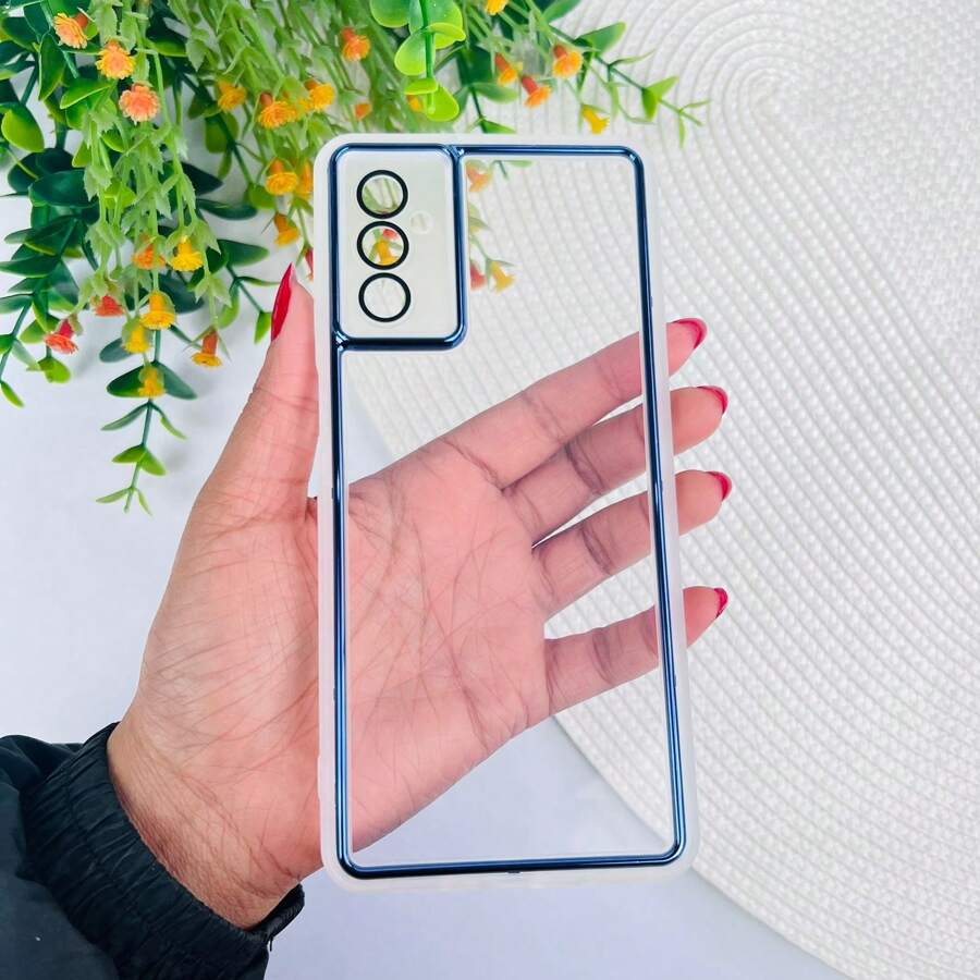 Transparent Case With Metallic Color Edge Compatible With Samsung M23 (5G) / M52 (5G) /Camera Protection / CF69 - 藍色 - 查看 1
