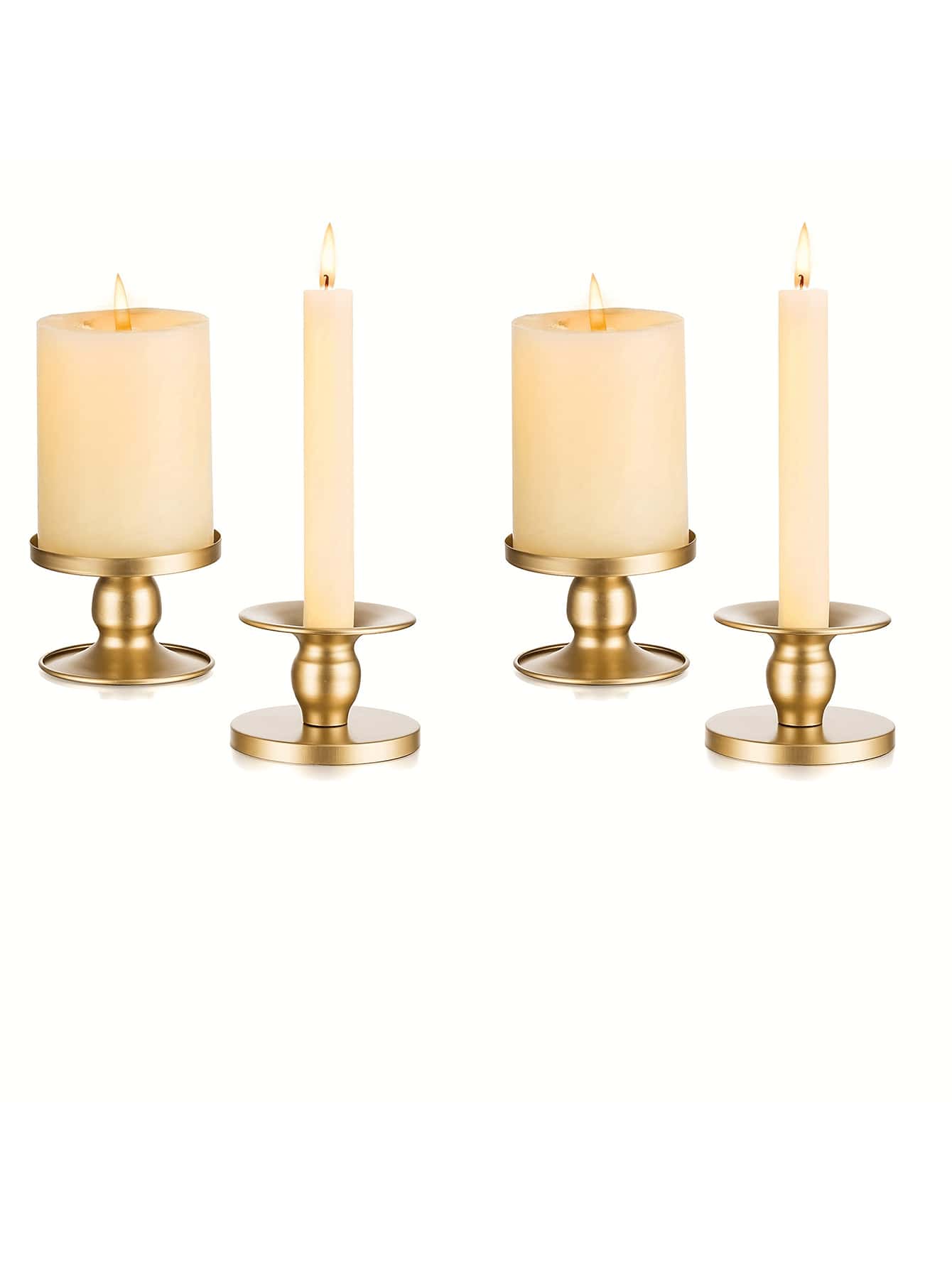 4 chân nến bằng sắt, phù hợp với 2 kích cỡ nến, chân nến hình nón, chân nến kim loại nhỏ cho đám cưới, bàn ăn, đồ trang trí ngày lễ, đồ trang trí phòng, quà tặng