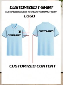 女士定制印花休闲短袖运动 T 恤 - 藍色 - 查看 2