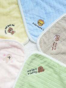 5pcs Infant Cartoon Embroidered Soft Coral Fleece Bibs, Highly Absorbent For Home And Outdoor Use - Multicolor - View 7