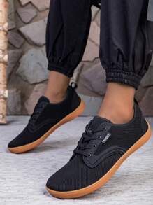 Scarpe da ginnastica casual con lacci, suola in gomma vulcanizzata, a punta larga, traspirante, adatta per piedi larghi, forma a punta tonda, morbida e confortevole, per escursioni e passeggiate