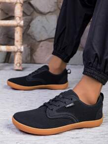 Scarpe da ginnastica casual con lacci, suola in gomma vulcanizzata, a punta larga, traspirante, adatta per piedi larghi, forma a punta tonda, morbida e confortevole, per escursioni e passeggiate