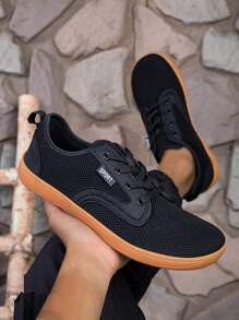 Scarpe da ginnastica casual con lacci, suola in gomma vulcanizzata, a punta larga, traspirante, adatta per piedi larghi, forma a punta tonda, morbida e confortevole, per escursioni e passeggiate