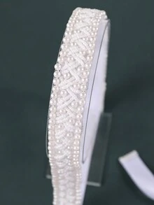 1 pieza Cadena para la cintura hecha a mano con cuentas, adecuada para vestido de novia, cinturón de cintura de perlas, versátil - Multicolor - Ver 3