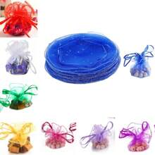 50/100pcs Organza Round Gift Bags, 26cm Diameter, Flower Shaped After Tied, Suitable For Christmas Gift Packaging, Halloween Candy Bags, Wedding Party Favors, Jewelry Packaging, Drawstring Design For Easy Use. 100pcs White Organza Gift Bags, 26cm Diameter, Flower Shaped After Tied Only Selling The Packaging Bags, Not Including Other Products In The Photo, The Photo Is The Actual Product Shot, Handmade With Minor Size Variations, Christmas