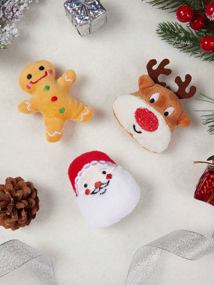 1件随机发送圣诞卡通猫娃娃，毛绒猫娃娃，互动娃娃，圣诞猫娃娃，互动解闷猫娃娃，宠物用品，礼物 - 彩色 - 查看 1