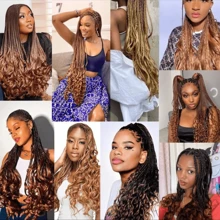 Jumbo French Curl Braids 5x 60cm Cherey Braids Boho Wavy 400g Jumbo Braid With Curls - 金色 - 查看 3