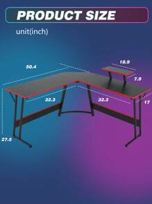 Corner Computer Desk,L Shaped Desk,Gaming Desk With Large Monitor Stand & Carbon Fiber Surface, Home Office Study Writing Workstation,Space-Saving - màu đen - Xem 4