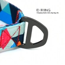 Customized Asymmetrical Polygon Print Nylon Personalized Pet Collar, Adjustable & Anti-Lost - Orange - View 4