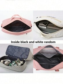 2pcs/Set Large Capacity Travel Tote Bag, Wet & Dry Separation Gym Bag, Weekend Overnight Shoulder Bag, Hospital Diaper Bag, Travel Bag, Vacation Bag, Weekend Bag, Overnight Bag, With Trolley Strap, Shoe Compartment, Carry-On Bag, Cosmetic Organizer, Suitable For Suitcase, Gym Bag, Travel Tote, Personal Bag, College Bag, Luggage Bag, Weekend Bag, Hospital Bag, Pink Winter Bag, School Supplies Bag - Pink - View 10