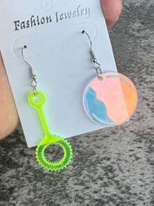 1 Pair Boho-Chic Acrylic Bubble Earrings - Fun Summer Accessory For Women, Iron Posts Hoop Earrings For Women
