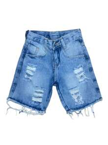 CHILDREN'S FASHION_Elephant Degrade T-Shirt Set+Boy Children's Jeans Shorts - Xanh đậm - Xem 3