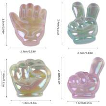 10pcs Mixed Glow-In-The-Dark Colorful Beaded Hand Gesture Design Beads, DIY Jewelry Making Supplies