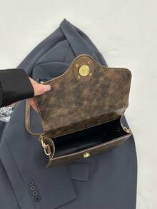New Vintage Women Crossbody Bag Casual Shoulder Bag Big Capacity PU Leather Bag With Metal Lock Decor, Suitable For Young Ladies Daily Use, Shopping And Gift - Brown - View 5