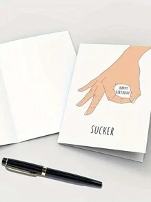 A 1PC Funny Gesture Birthday Card Suitable For Friends And Partners To Give As A Funny Gift (With Randomly Colored Envelopes),Back To School,School Supplies - Multicolor - View 3