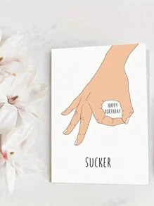 A 1PC Funny Gesture Birthday Card Suitable For Friends And Partners To Give As A Funny Gift (With Randomly Colored Envelopes),Back To School,School Supplies - Multicolor - View 5