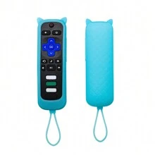 1pc Glow In The Dark Cute Cat's Ears Shaped Silicone Universal Remote Control Cover With Lanyard Suitable For TCL/Hisense/Sharp Roku TV Express 4K+ Remote - Protect Your Remote And Find It Easily In The Dark,Bag,Organizer,Storage - Multicolor - View 12