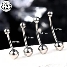 1pc Belly Button Rings, Silvery Belly Rings, Internally Threaded Navel Piercing Jewelry, Long Belly Piercing Jewelry, Curved Barbell, Belly Rings For Women Men - Silver - View 9