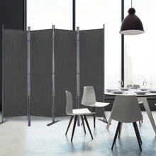 VA-Cerulean Outdoor Folding Screen Privacy Partition Wall 1-Part/2-Part/4-Part/5-Part 185x180cm/275x180cm/225x180cm/280x180cm Room Divider With Flat Feet Anti-UV Weatherproof For Garden Balcony Office, Anthracite/Beige - 深灰色 - 查看 5